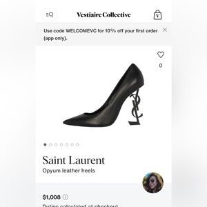 Saint Laurent Black Leather YSL Logo Heels